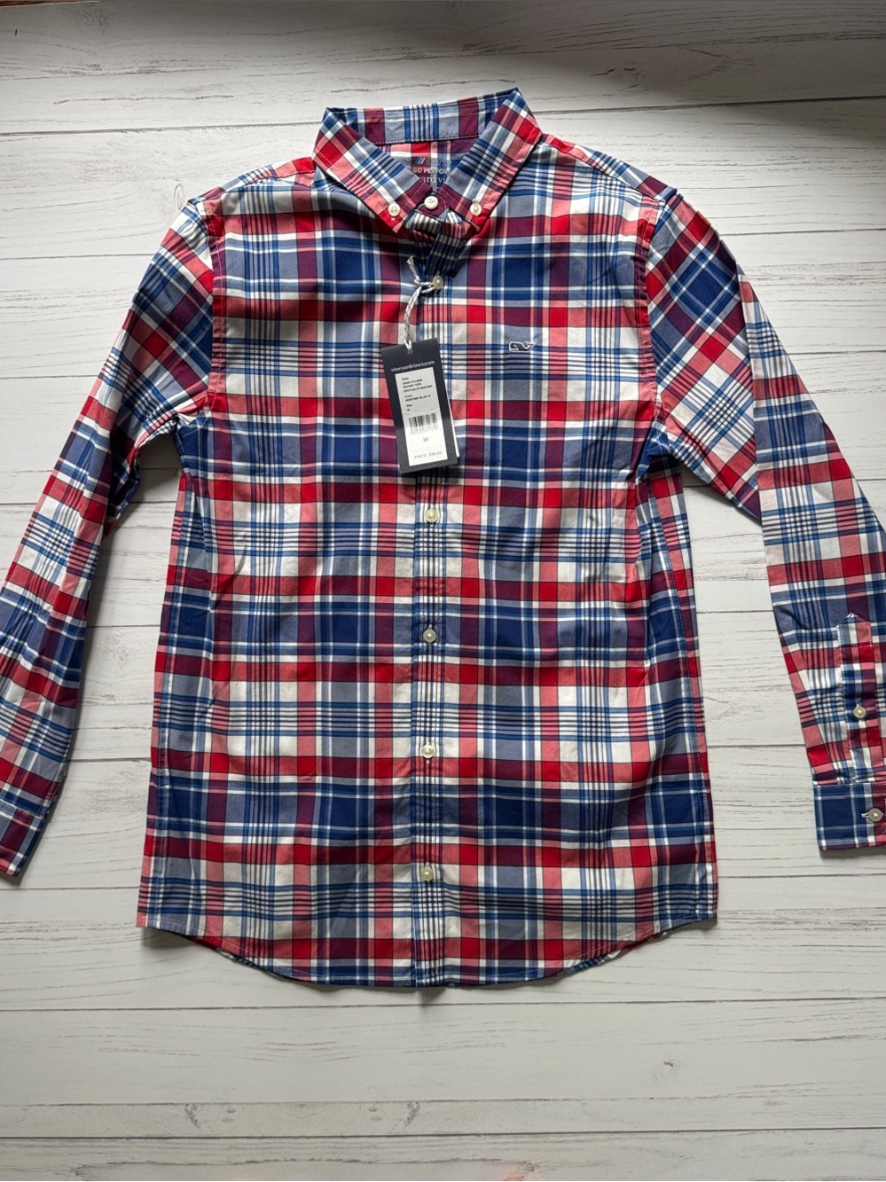 NWT boys vineyard vines Red and Blue Plaid Button-Down Shirt